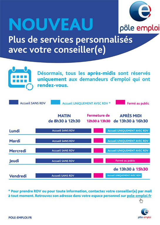 Pôle emploi nouveaux horaires