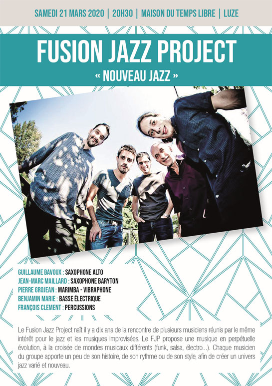 Samedi 21 Mars 2020 : FUSION JAZZ PROJECT